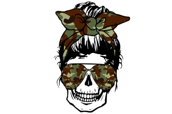 Skull Mom Camo Graphics for Crafts & Branding